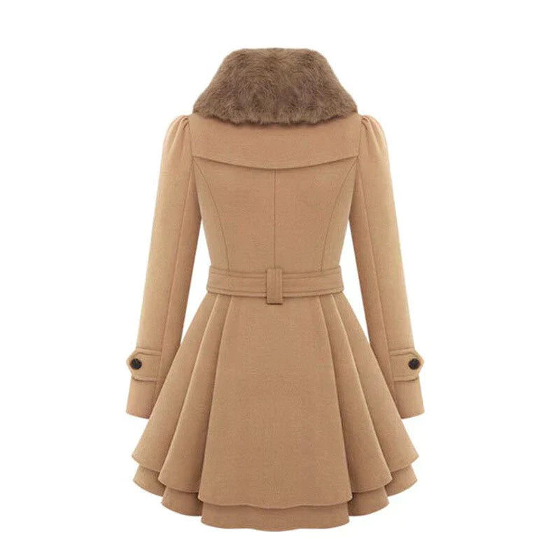 EB | Trenchcoat mit Veganem Fell Beige