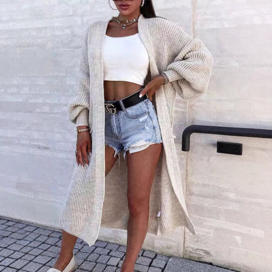 Damen lässiger Strickkarte mit tiefem V-Ausschnitt und großzügigen Taschen EB