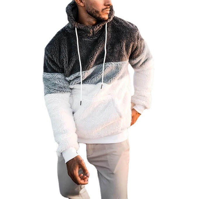 Herren lässiger Fleece Pullover mit hohem Kragen und asymmetrischem Design EB