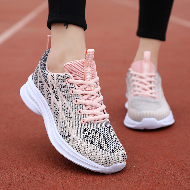 Damen Sportliche Knit-Sneaker mit atmungsaktiver Mesh-Oberfläche und rutschfester Sohle EB