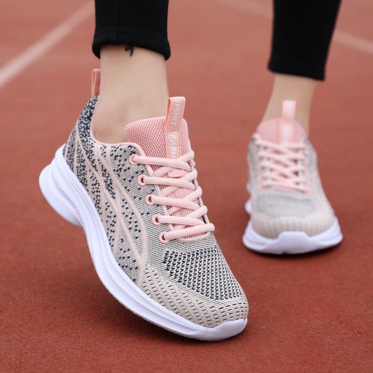 Damen Sportliche Knit-Sneaker mit atmungsaktiver Mesh-Oberfläche und rutschfester Sohle EB