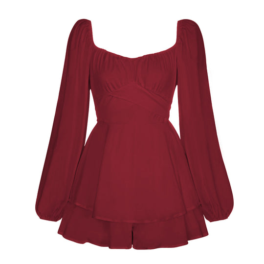 Damen Romantisches Minikleid mit Puffärmeln und verspieltem Schnitt EB