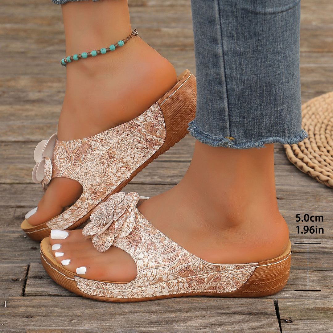Damen Schnürsandalen mit floralen Applikationen EB