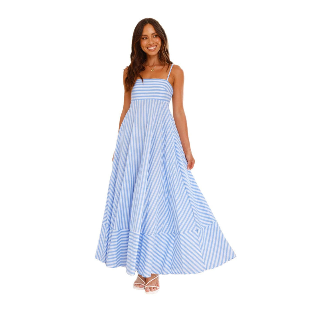 Damen Maxikleid mit schmalen Trägern und asymmetrischem Rock EB