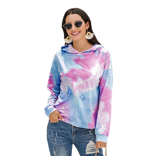 Damen lässiger Kapuzenpullover mit modernem Tie-Dye-Design EB