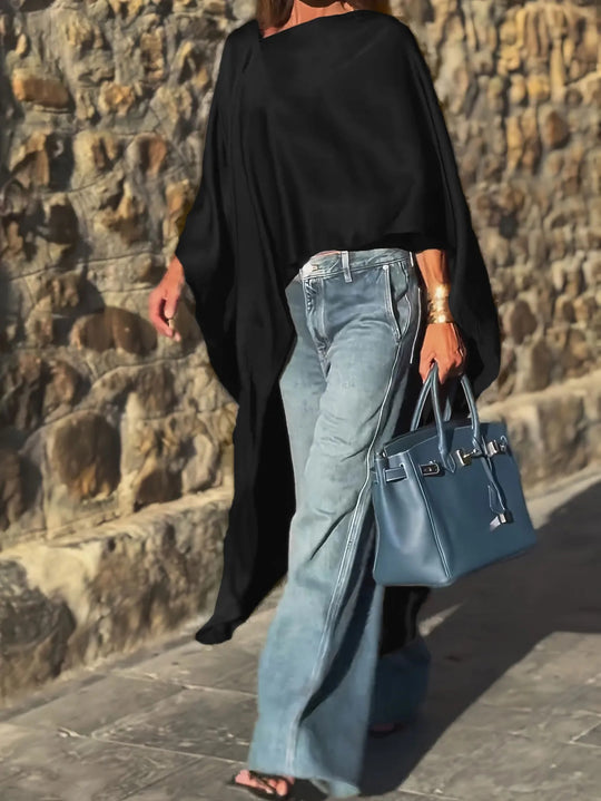 Damen luftige Tunika mit asymmetrischem Schnitt EB