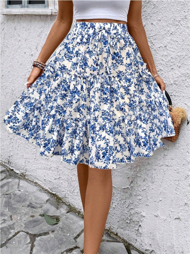 Damen Sommerrock mit charmanten Volantdetails und floralem Muster EB