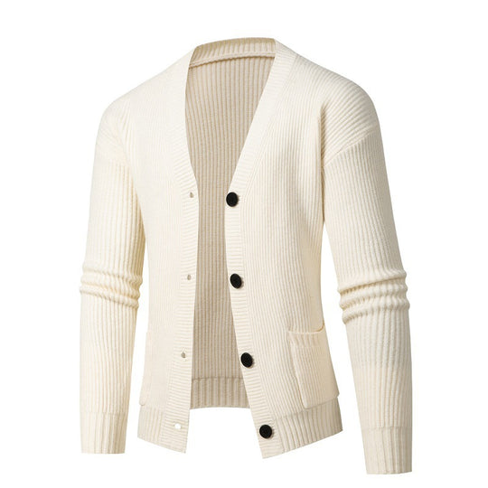 Damen gestreifte Strickjacke mit modischem Schnitt und praktischen Taschen EB