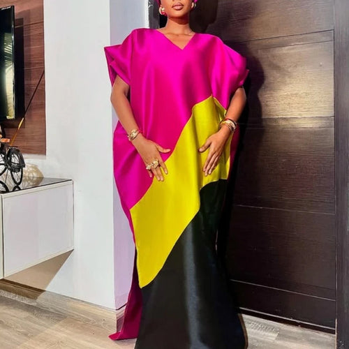Damen asymmetrisches Kaftan-Kleid mit voluminösen Ärmeln EB