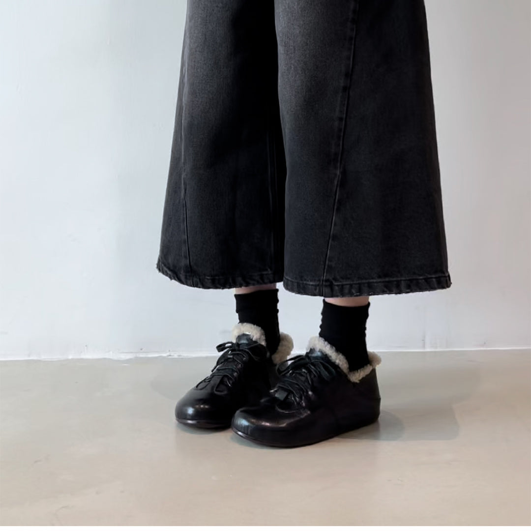 Damen gemütliche Schnürschuhe mit warmem Fleece-Futter EB