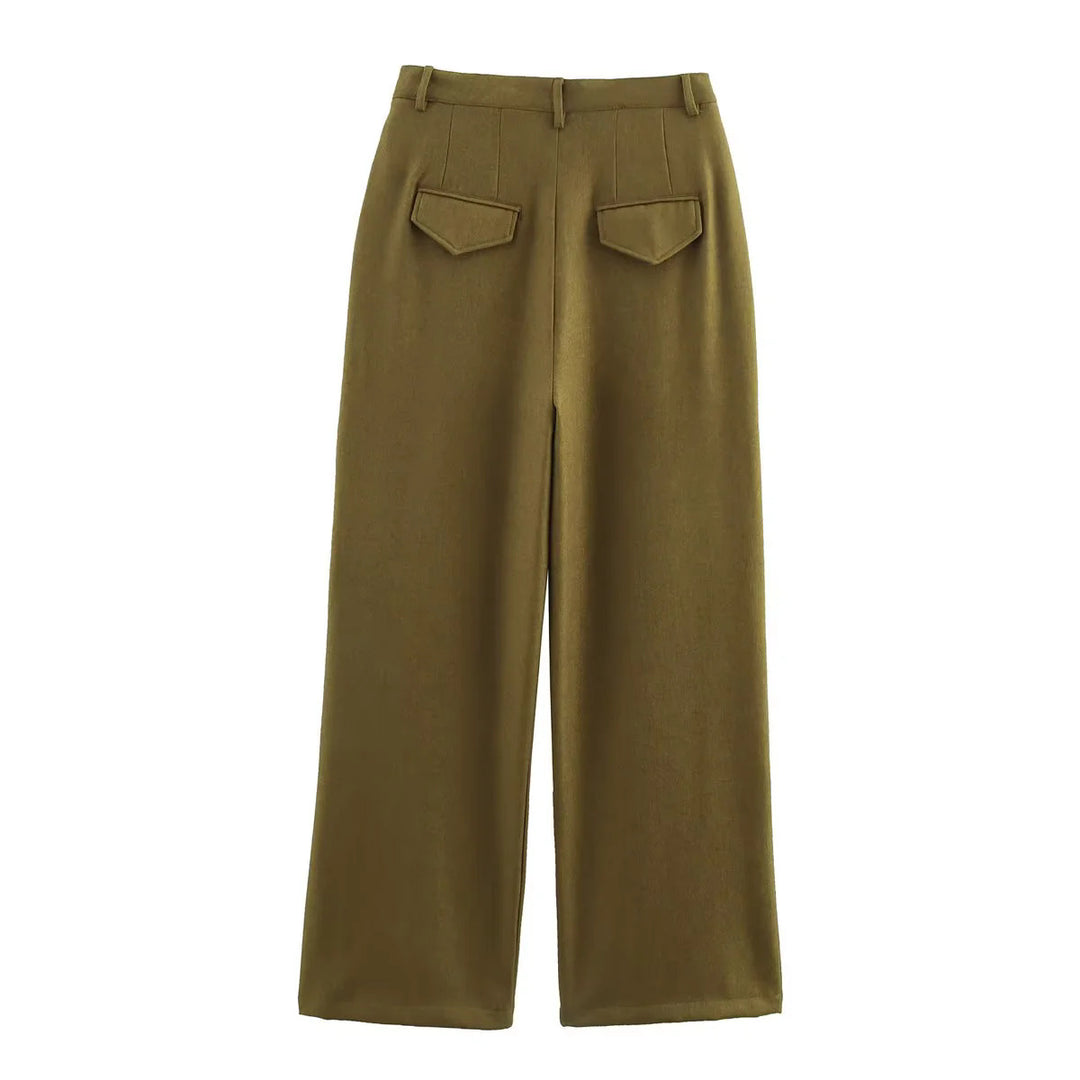 Damen elegante Palazzo-Hose mit Faltenwurf und hohem Bund EB
