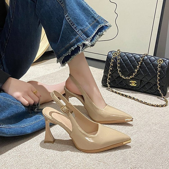 Damen Slingback Pumps mit spitzem Zehenbereich und elegantem Blockabsatz EB
