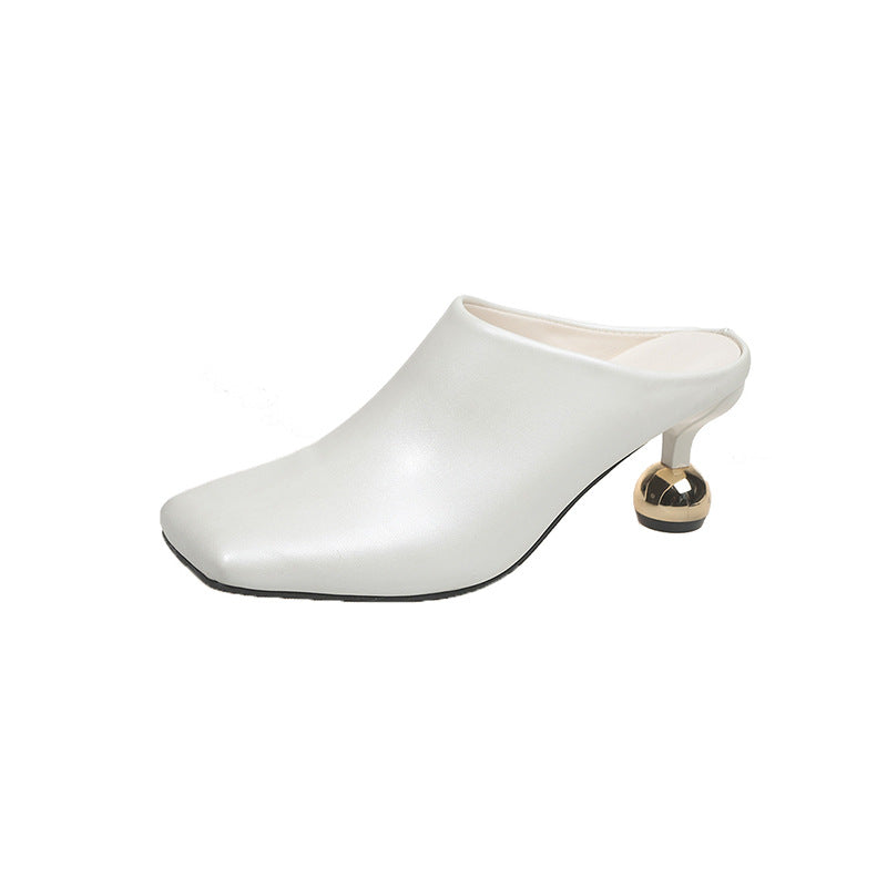 Damen Elegante Mules mit modischem Kugelabsatz EB