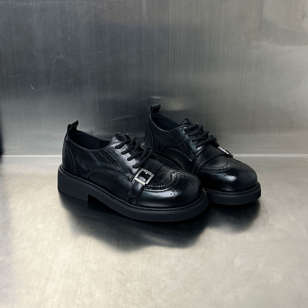 Damen Elegante Schnürschuhe mit modischen Schnallen und robuster Sohle EB