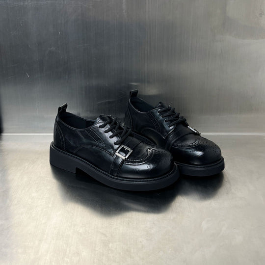 Damen Elegante Schnürschuhe mit modischen Schnallen und robuster Sohle EB