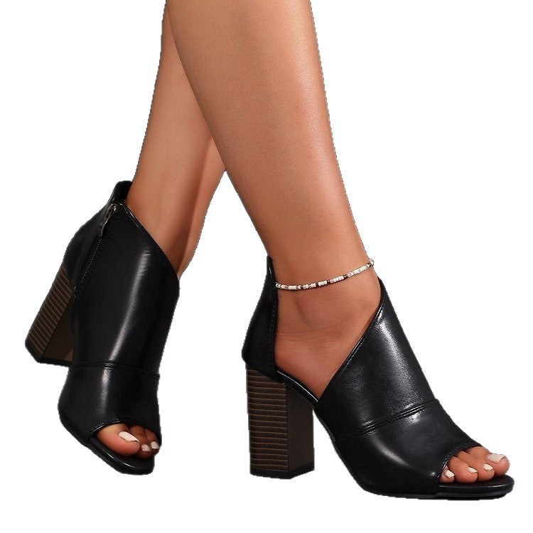 Damen Sandaletten mit peep-toe Design und modischem Reißverschluss EB