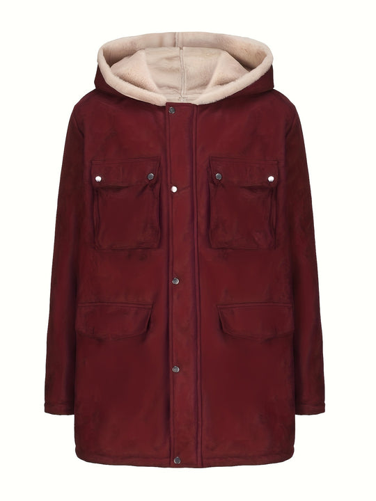 Damen praktische Parkajacke mit warmem Sherpa-Futter EB