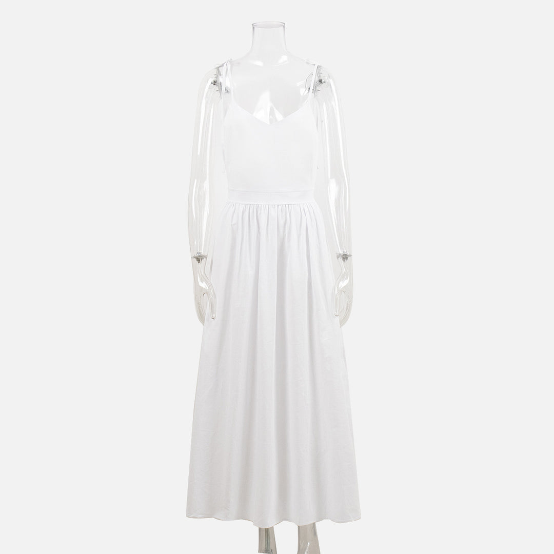 EB | Neckholder-Kleid aus Baumwolle mit Hosenträgern