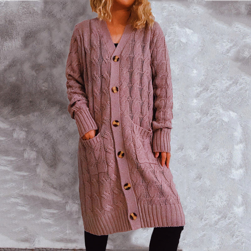 Damen Grobstrickjacke mit Knopfdetails und praktischen Taschen EB