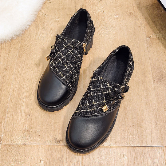 Damen Trendige Booties mit modischem Tweed-Obermaterial und dekorativer Schleife EB