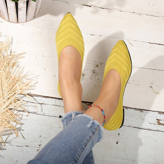 Damen elegante Mules mit hohem Schnitt und modischem Strickdesign EB