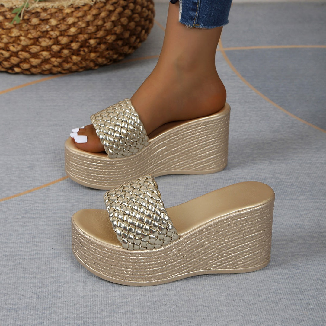Damen Wedge-Pantoletten mit geflochtenem Riemen und komfortabler Sohle EB