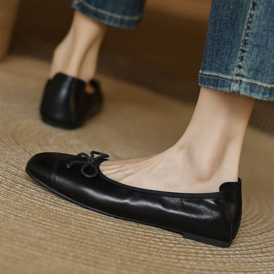 Damen Ballerinas mit elegantem Schleifenakzent aus hochwertigem Leder EB