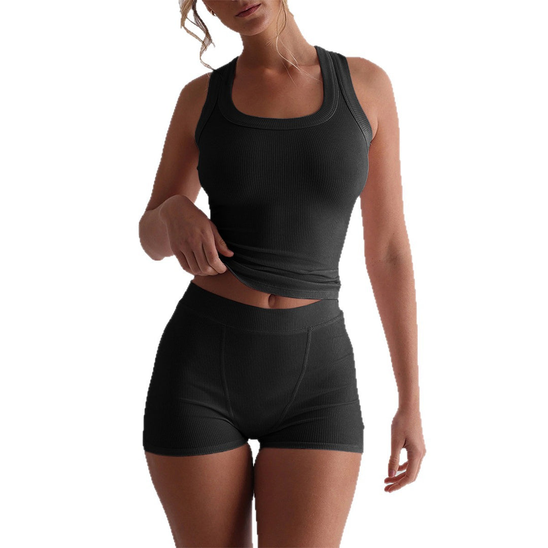 Damen Sportliches Tanktop und Shorts Set EB
