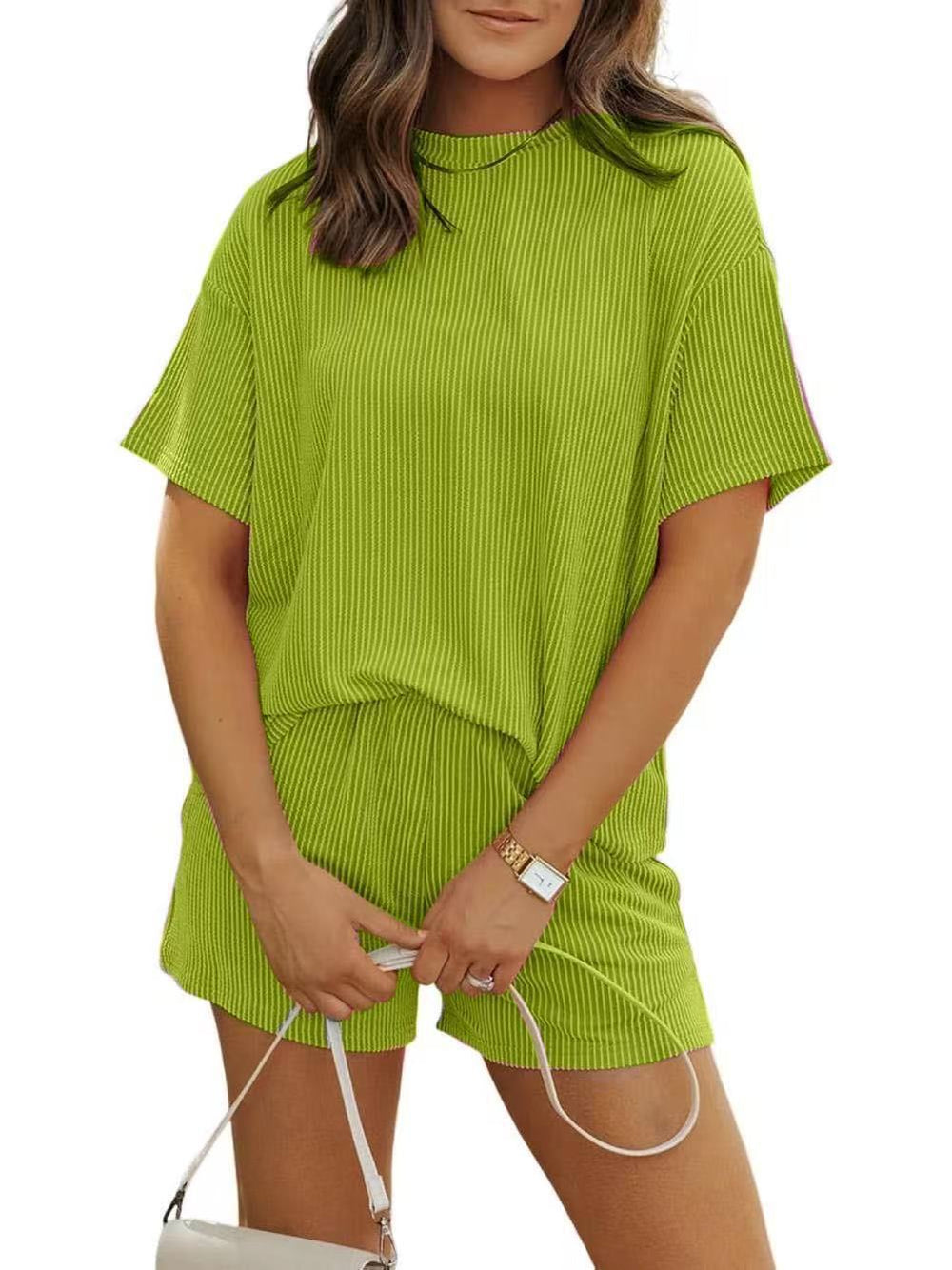 Damen lässiger Lounge-Set mit sportlichem Design und Kurzarm EB