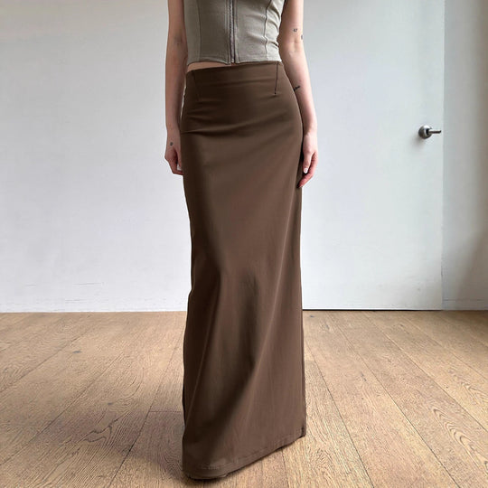 Damen nan taillierter Maxirock mit hohem Bund, geradem Fall und seitlichem Schlitz EB