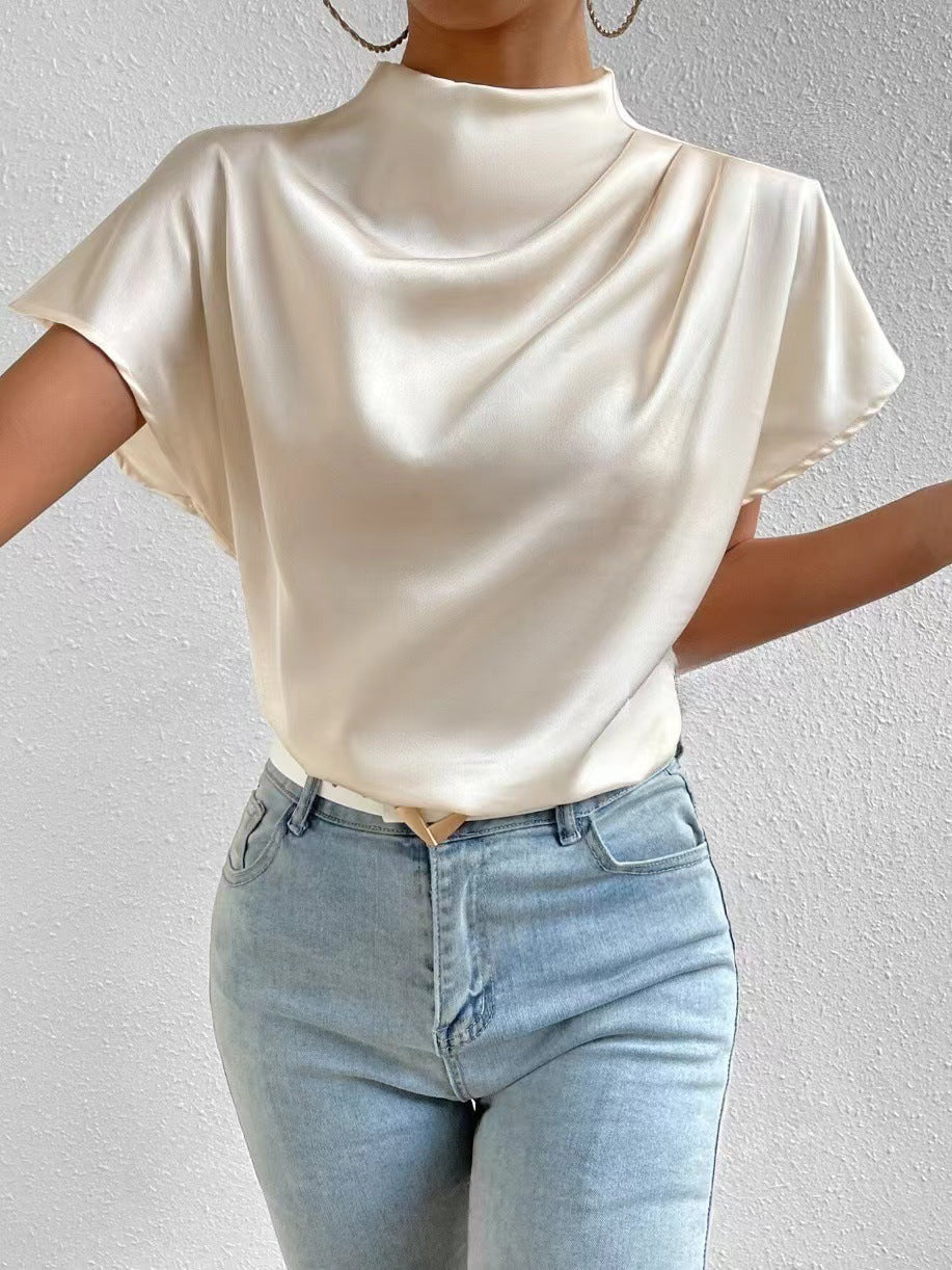 Damen ierte Bluse mit elegantem Stehkragen EB
