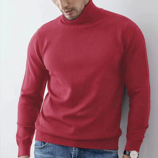 EB | Rollkragenpullover Slim Fit Weiche Atmungsaktive Baumwollmischung Gerippte Kanten