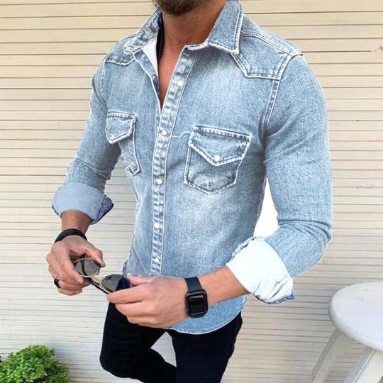 Herren Denim Hemd mit modernem Schnitt und praktischen Brusttaschen EB