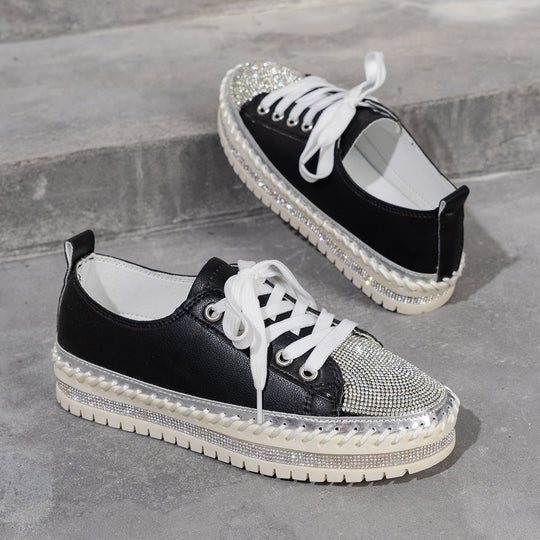 Damen Sneaker mit glitzerndem Material und robuster Sohle EB