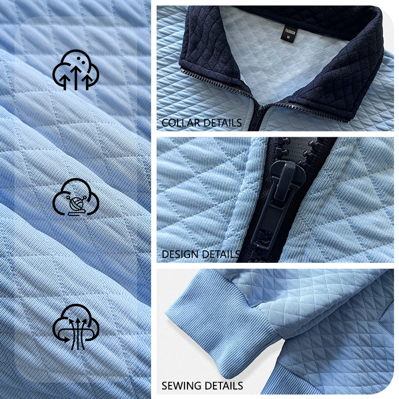 Herren Stepppullover mit Troyerkragen und Halbzip EB