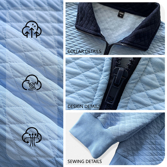Herren Stepppullover mit Troyerkragen und Halbzip EB