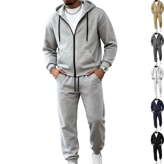 Herren nan zweiteiliges Jogginganzug-Set mit durchgehendem Reißverschluss Kapuzenjacke und taillierter Jogginghose EB