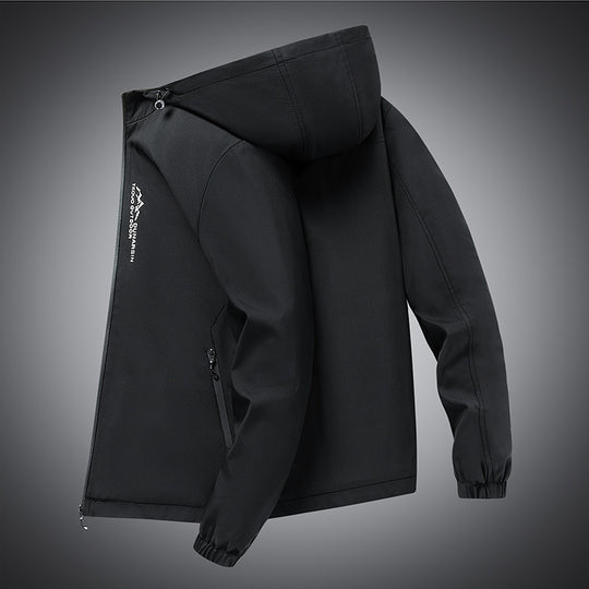 Herren winddichte Softshelljacke mit verstellbarer Kapuze, wasserabweisender Membran und sicheren Reißverschlusstaschen EB