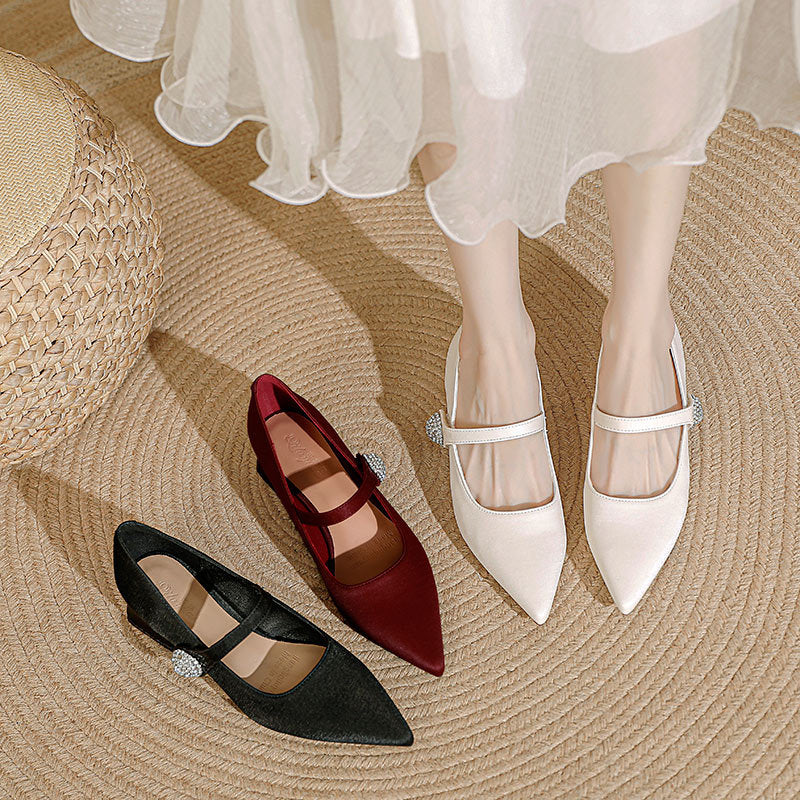 Damen elegante Ballerinas mit modischem Strassdetail EB