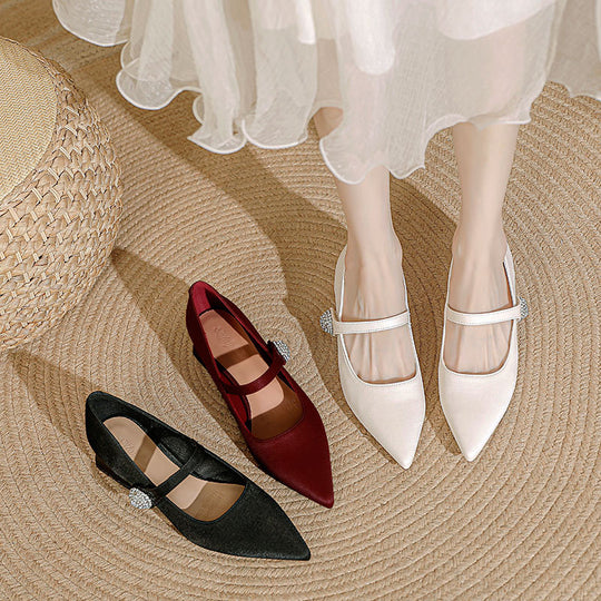Damen elegante Ballerinas mit modischem Strassdetail EB