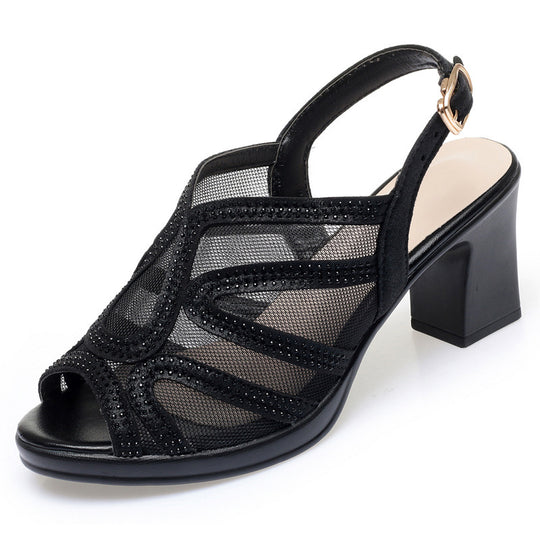 Damen Komfortable Slingpumps mit eleganter Mesh- und Strassverzierung EB