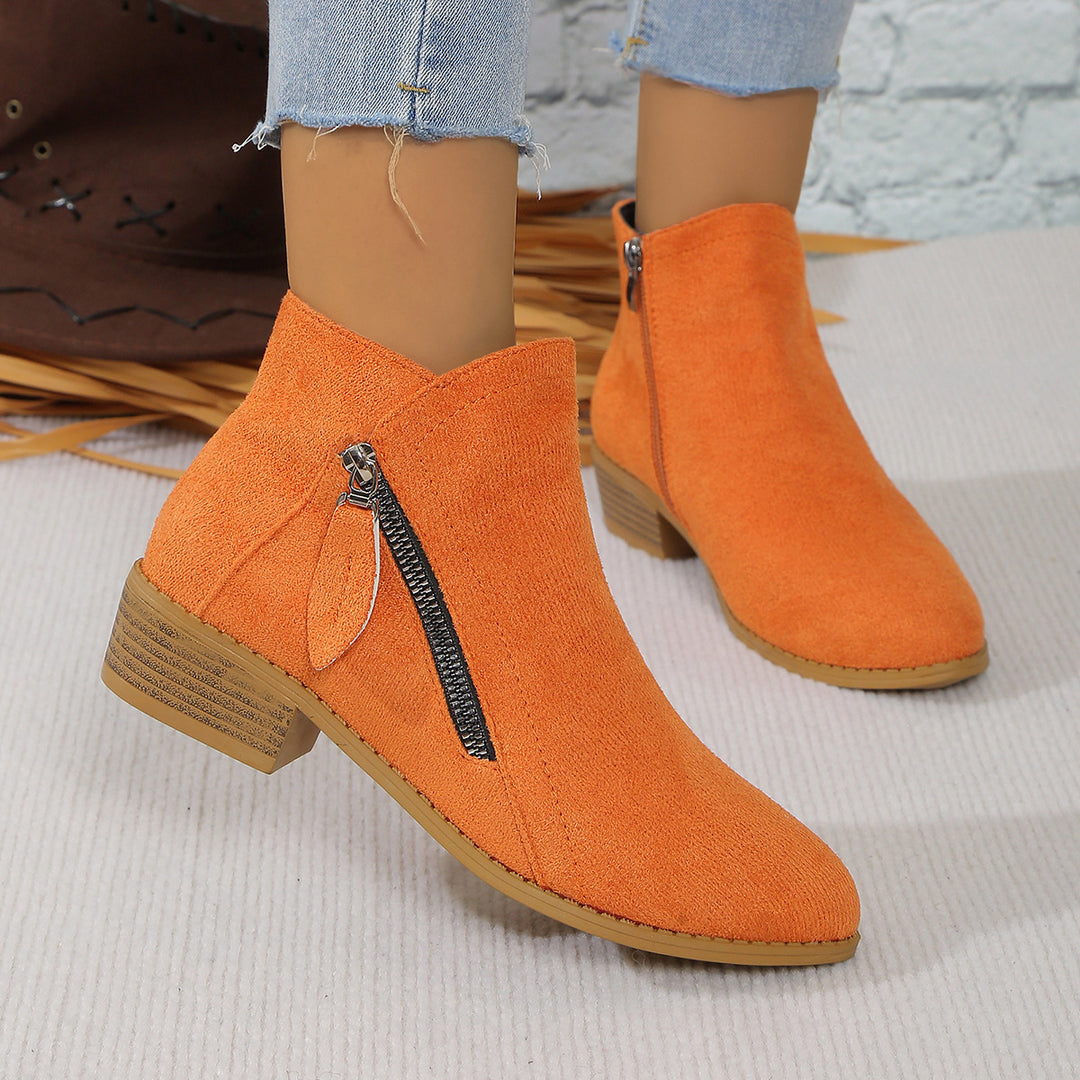 Damen Modische Ankle Boots mit elegantem Reißverschluss und bequemer Sohle EB