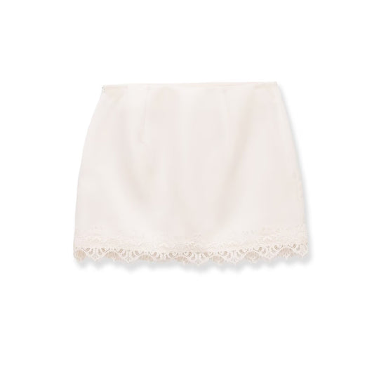 Damen eleganter Rock mit Spitzenbesatz und strukturiertem Gewebe EB