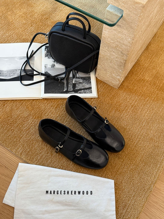Damen Elegante und bequeme Mary Jane Ballerinas mit modischem Riemen und hochwertiger Leder-Oberfläche EB