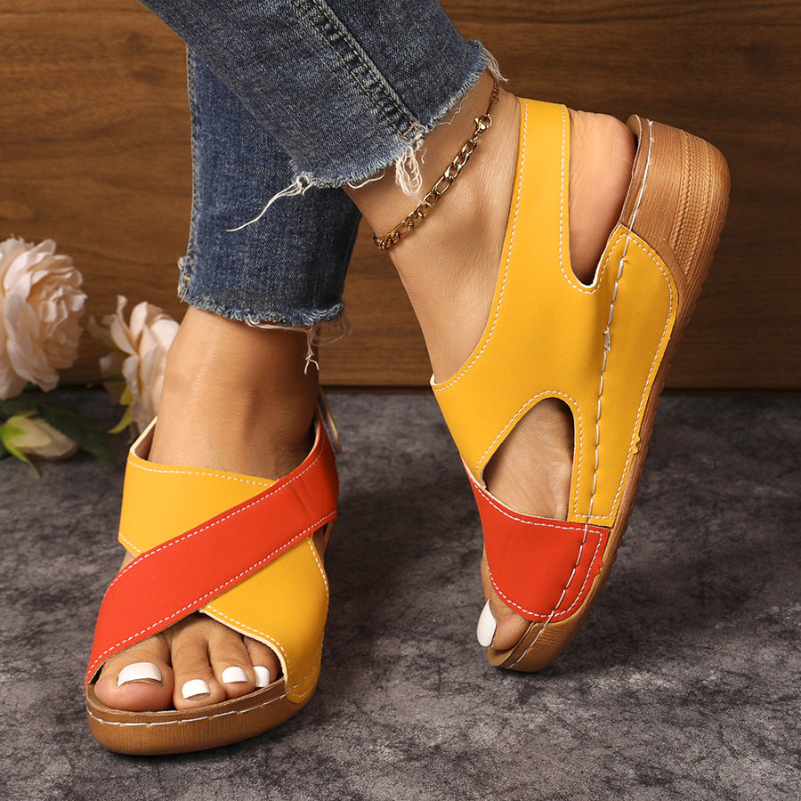 Damen Komfortable Wedge-Sandalen mit verstellbaren Riemen EB