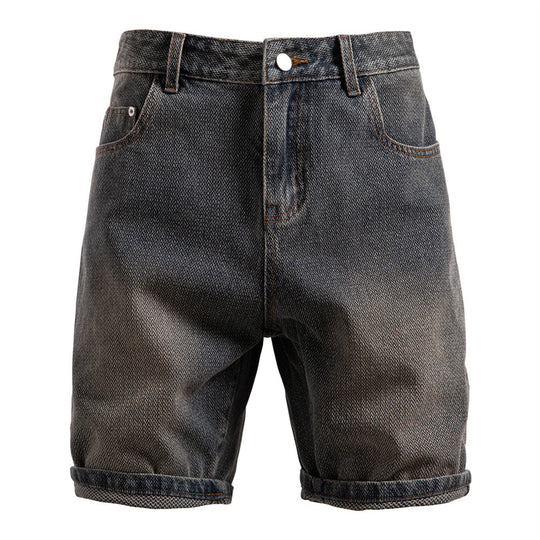 Herren nan Jeansshorts mit Umschlag, mittelhoher Bund und klassischer Taschenaufteilung EB