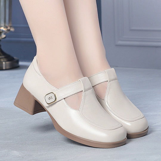 Damen Mary Jane Schuhe mit komfortablem Blockabsatz und modischem Schnallenakzent EB