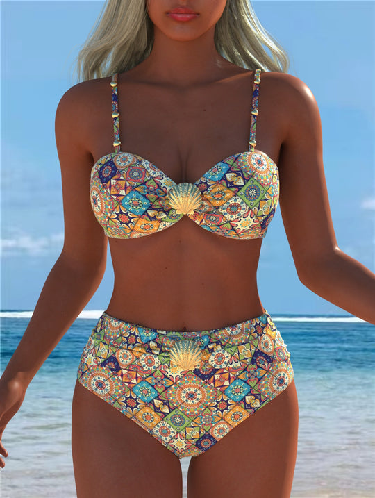 Damen Bikini-Set mit elegantem Balconette-Oberteil und hoch geschnittenen Badeshorts EB