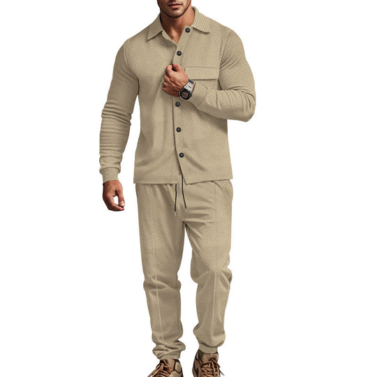 Herren lässige Schlafanzug-Kombination mit eleganten Knopfdetails EB