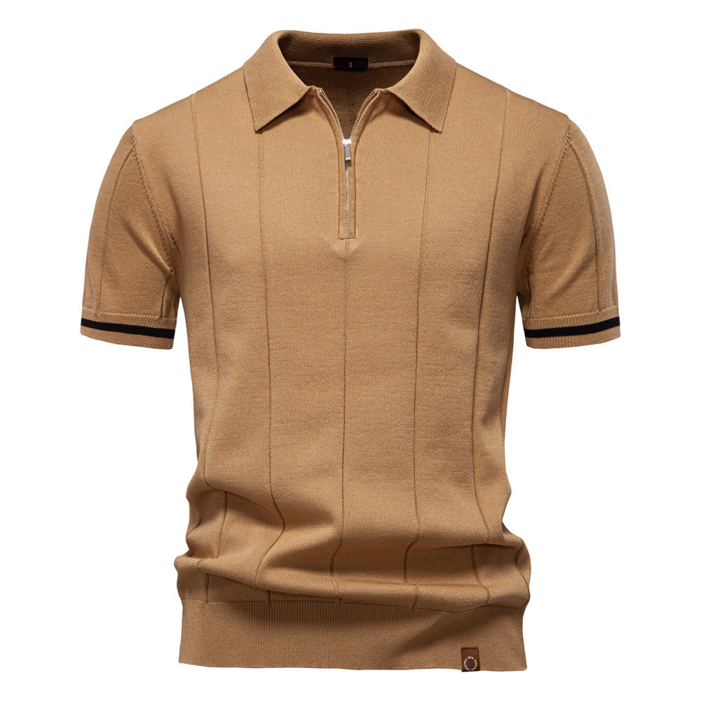 Herren Polohemd mit kurzer Knopfleiste und strukturiertem Design EB
